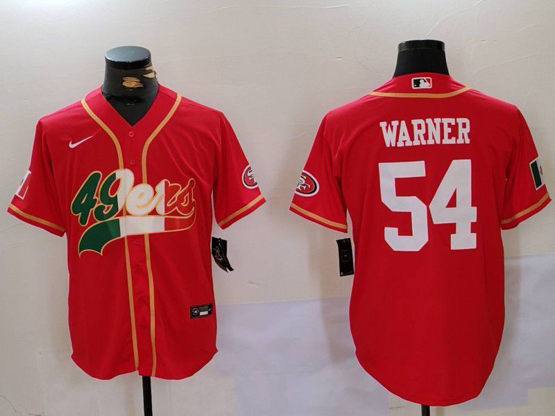 Men San Francisco 49ers 54 Warner Red Second generation Mexican Joint Name 2024 Nike Limited NFL Jersey style 1